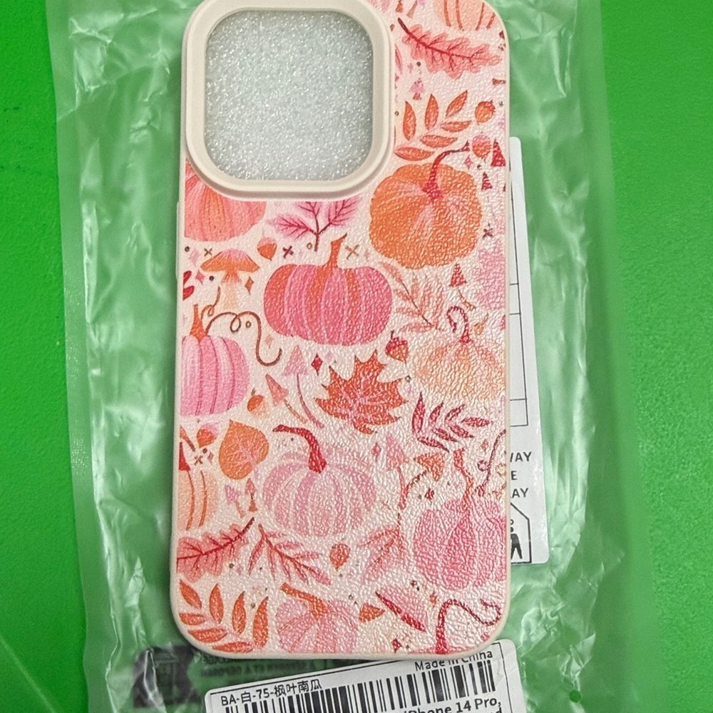 iPhone 14 Pro Pumpkin Pattern Phone Case - Pink and Orange